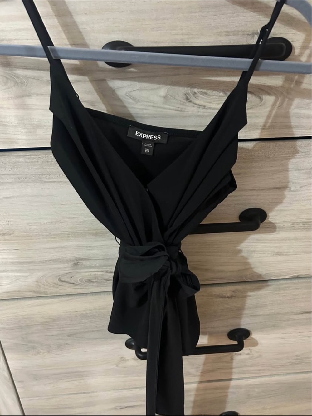 Express Black Satin Tie-Waist Cami